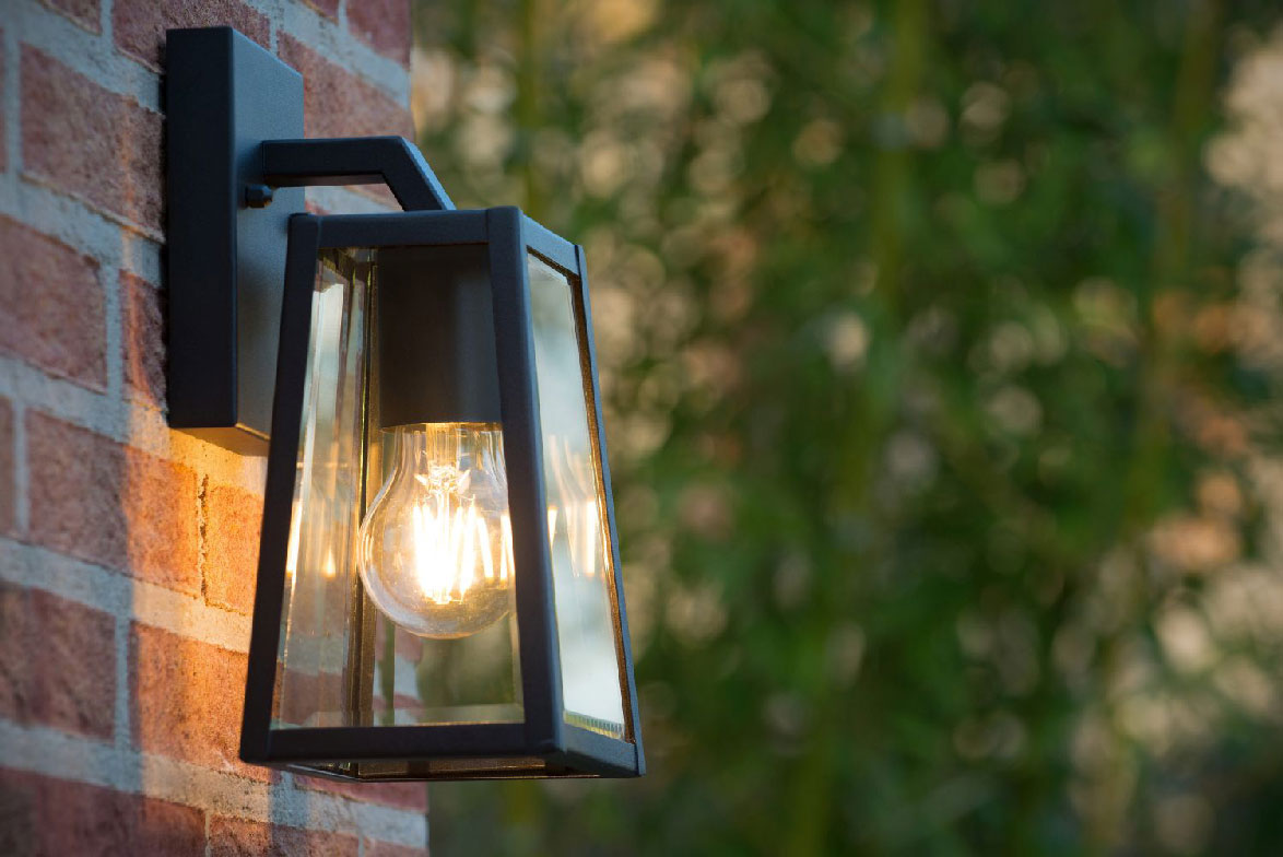Lucide MATSLOT - Outdoor Wall Lamp - E27 - IP23 - Black